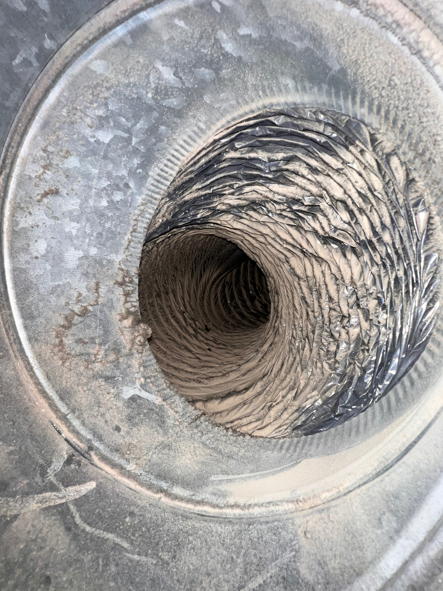 Dusty duct before cleaning